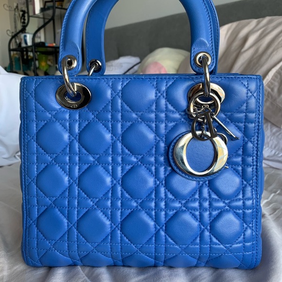 SOLD ON IG Lady Dior Medium in Royal Blue SHW - Picture 2 of 8